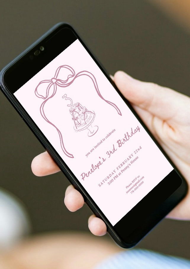 Girly Bow Birthday Invitation