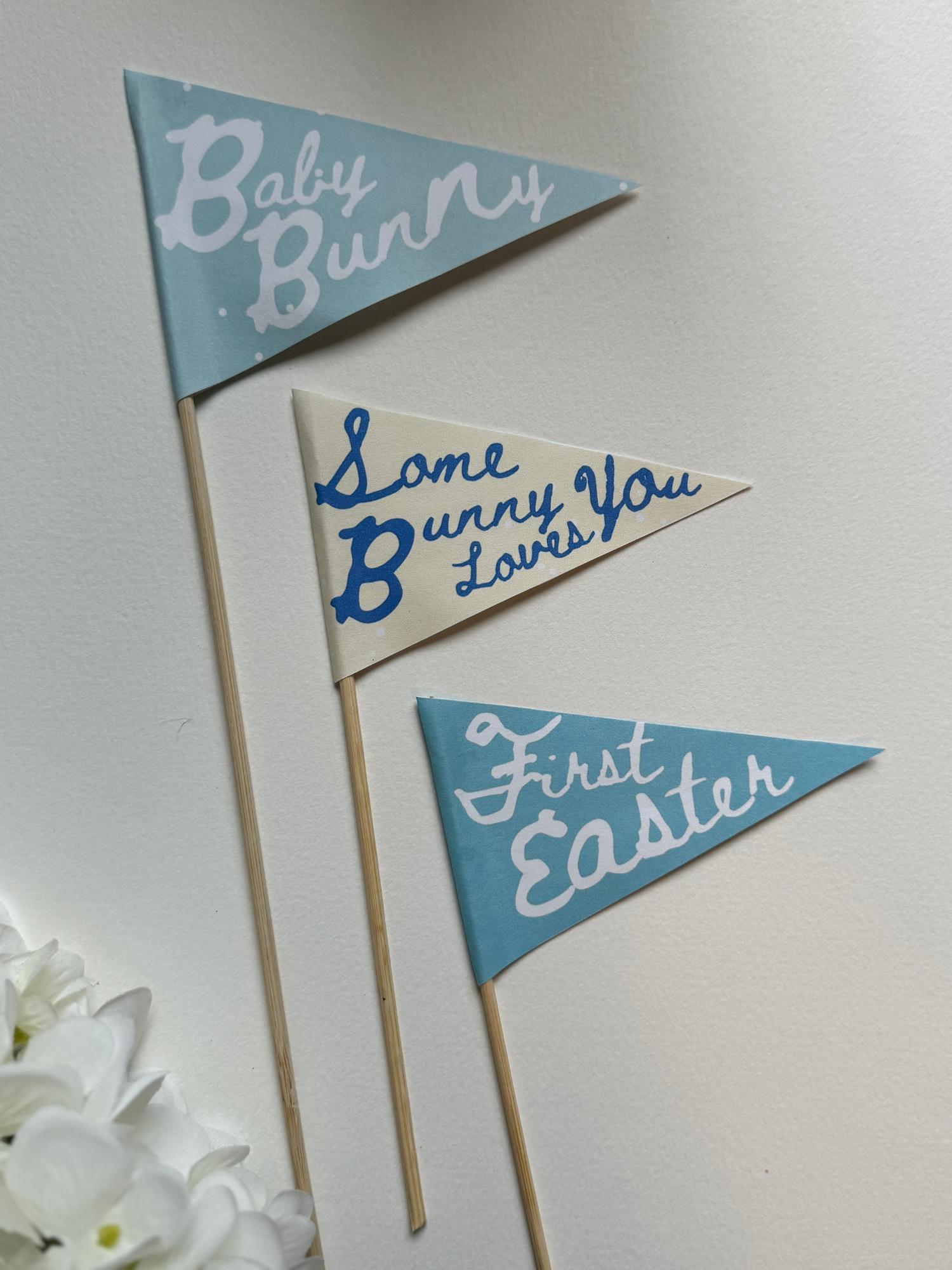 First Easter Pennant Flags (Blue)