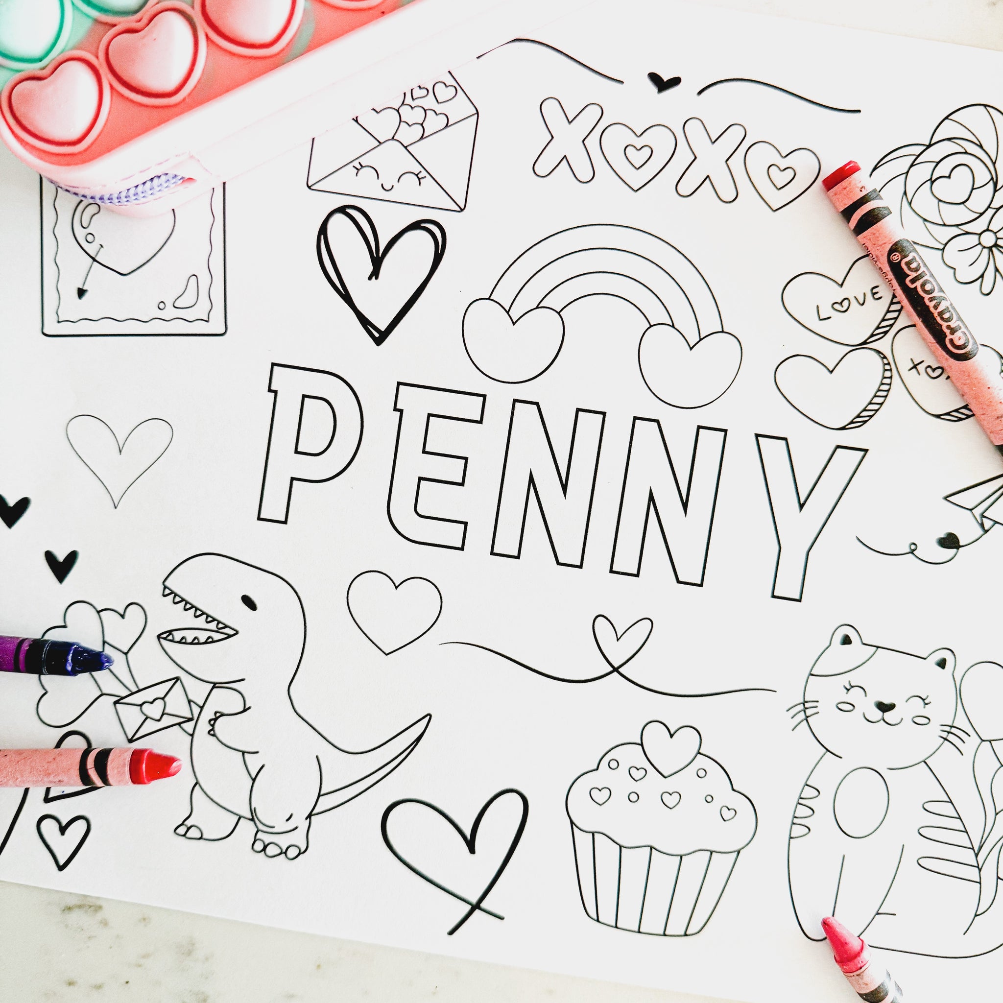 Personalized Valentine's Day Coloring Sheet