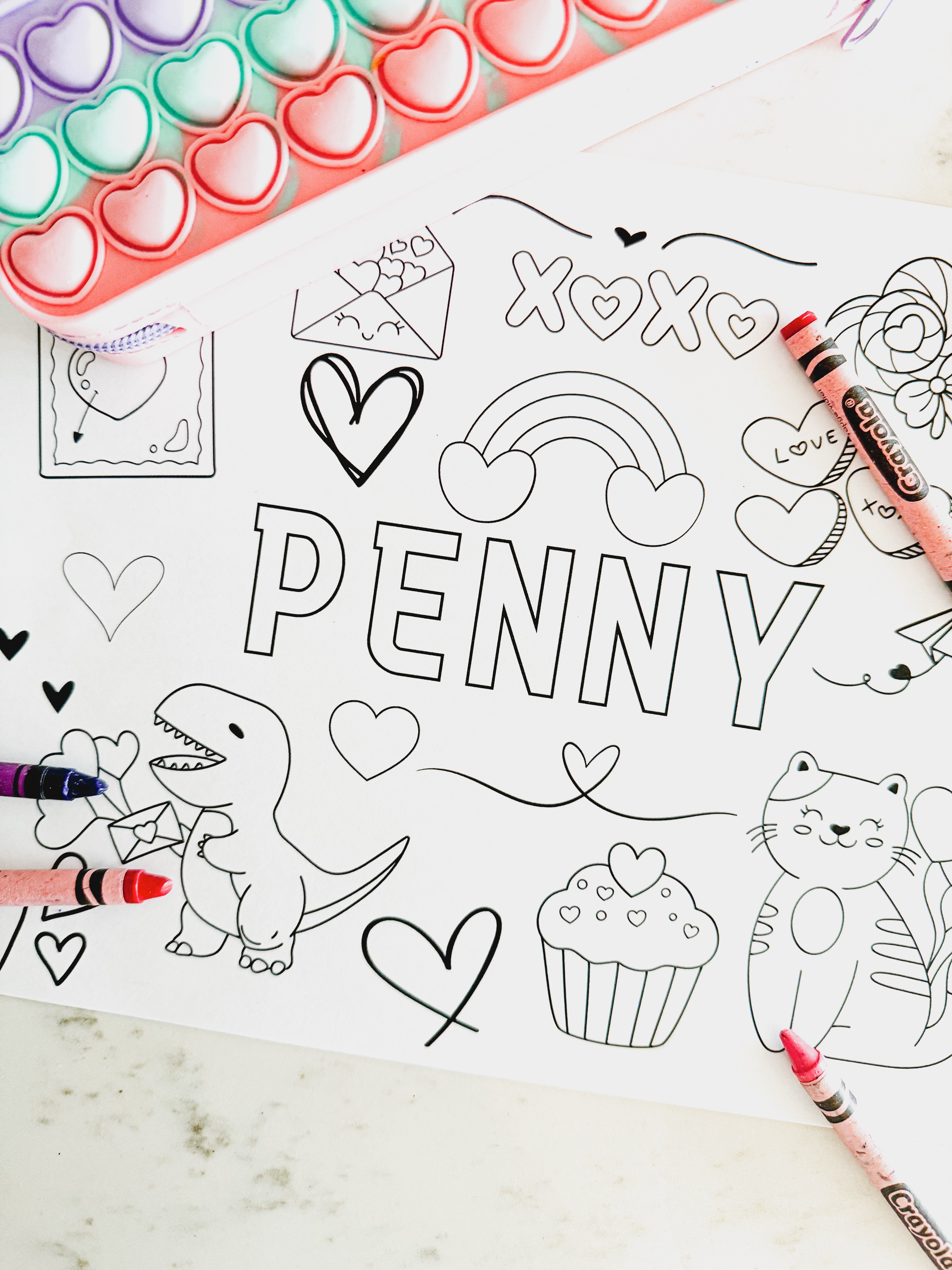 Personalized Valentine's Day Coloring Sheet