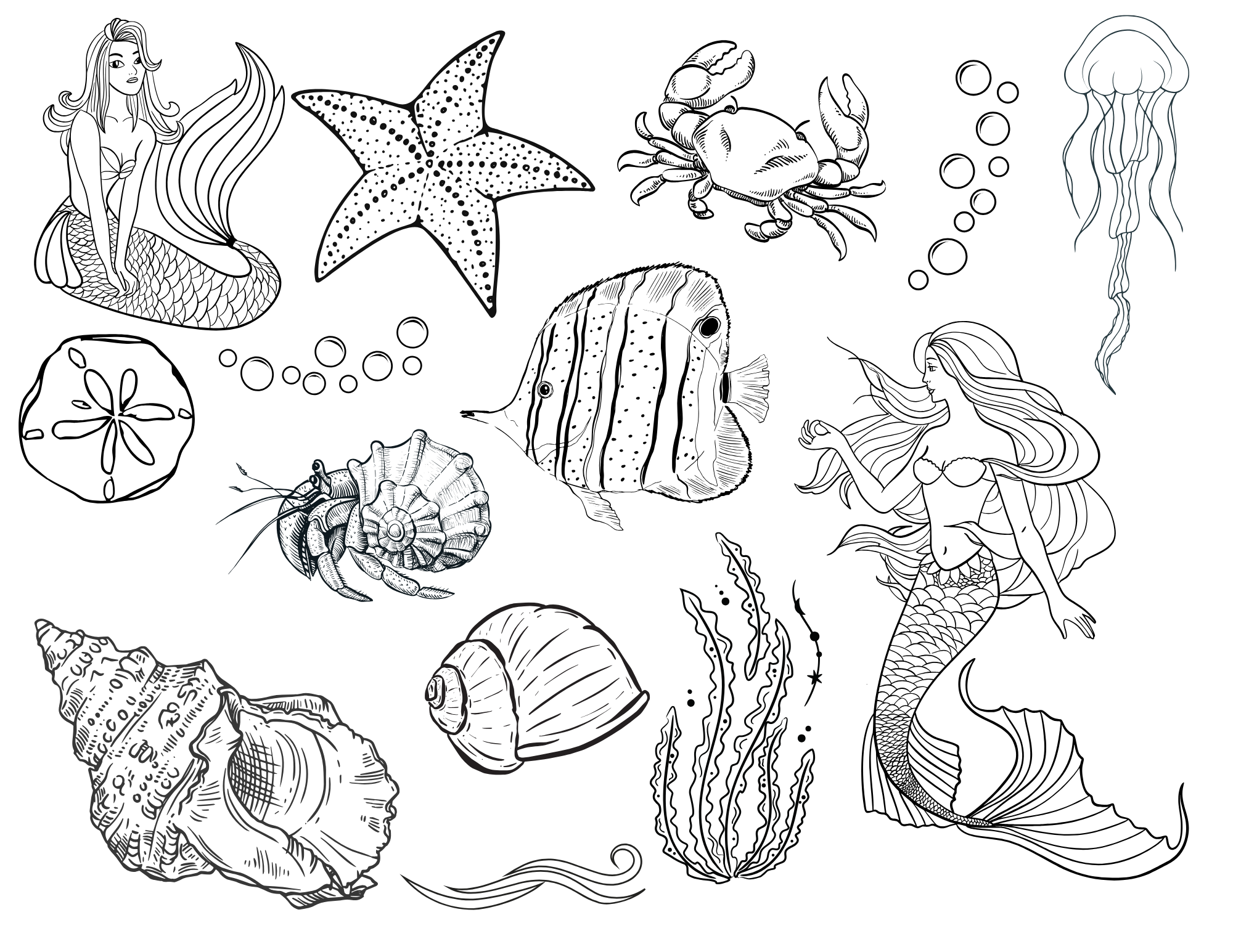 Mermaid Colouring Sheet
